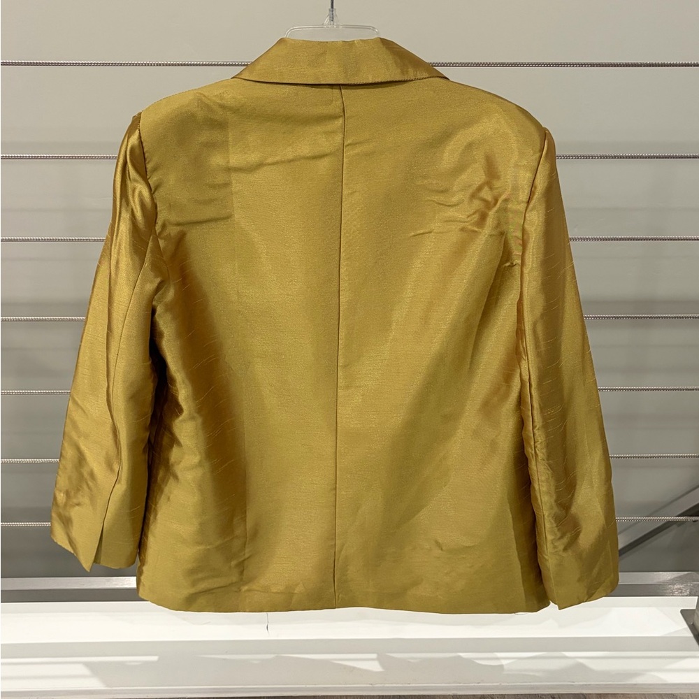 Chendayi -Gold Satin Blazer Jacket • Metallic Statement Evening Party Chic 💛 - Picture 3 of 7